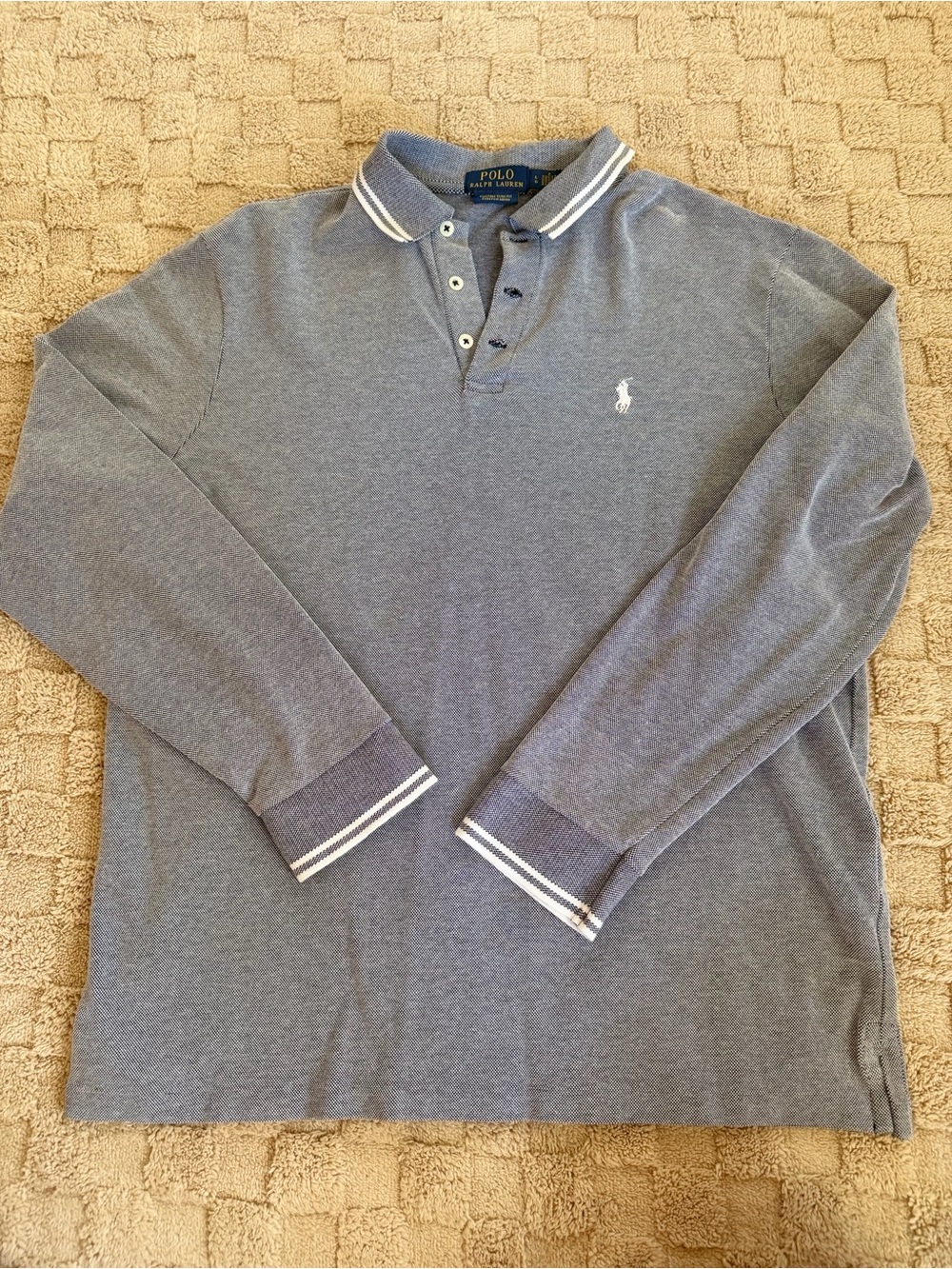 Polo Ralph Lauren Men’s Large Gray Custom Slim Fit Long Sleeve Polo